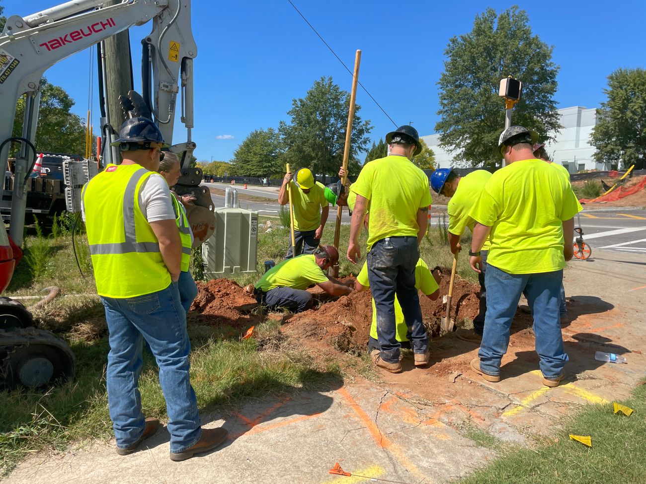 Underground utility drilling on a civil works site