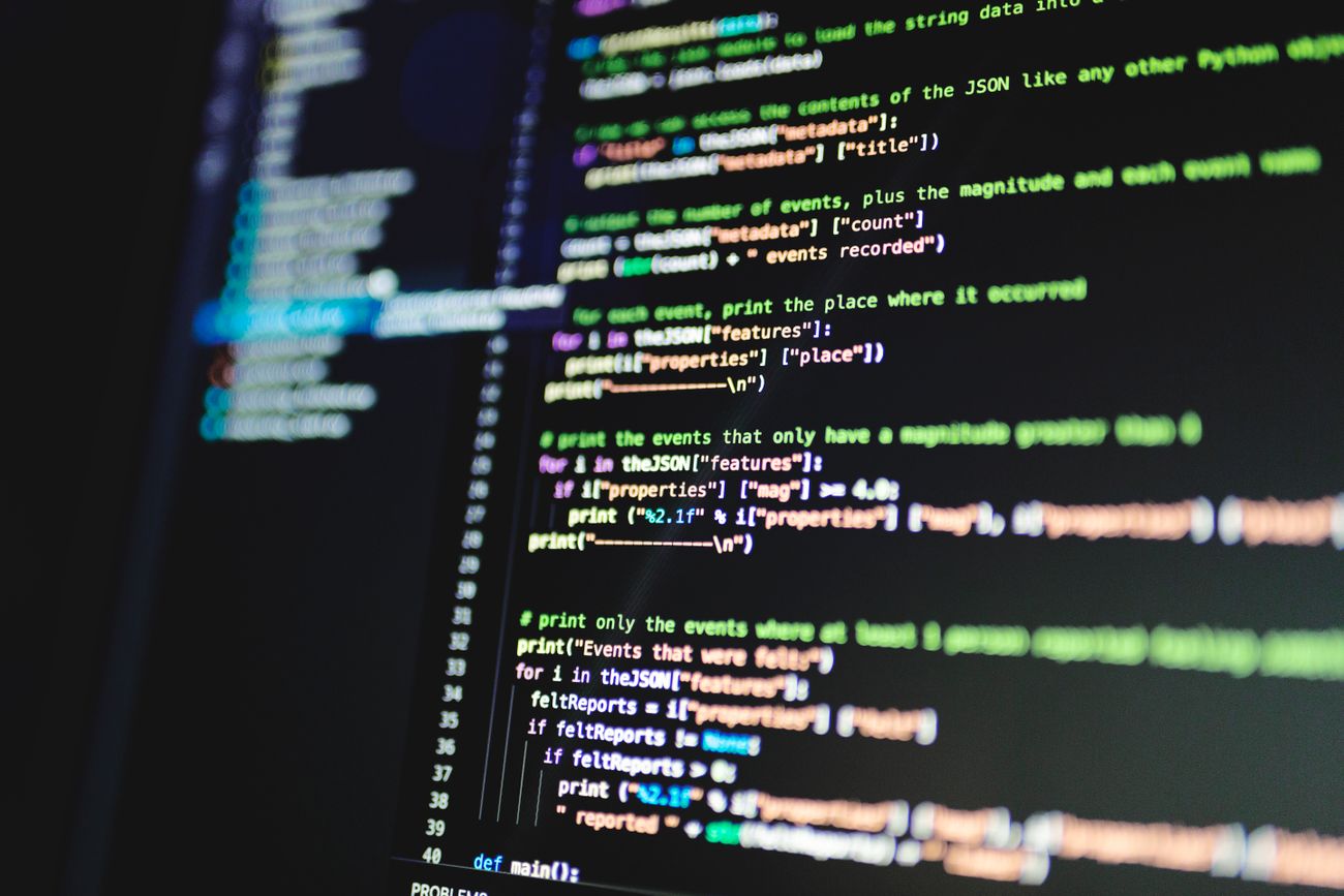 Software code on a screen